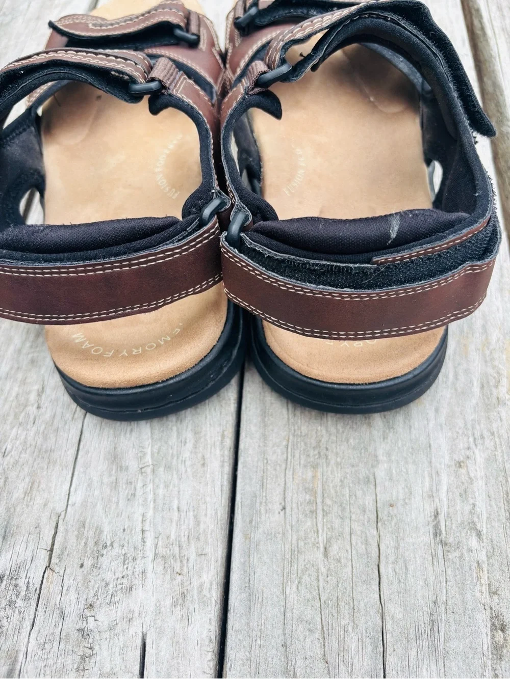 Dockers Men’s Brown Leather Multi-Strap Comfort Sandals size 13